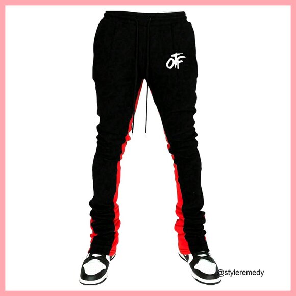 Men's Letter Graphic Flare Sweatpants with Drawstring Waist
